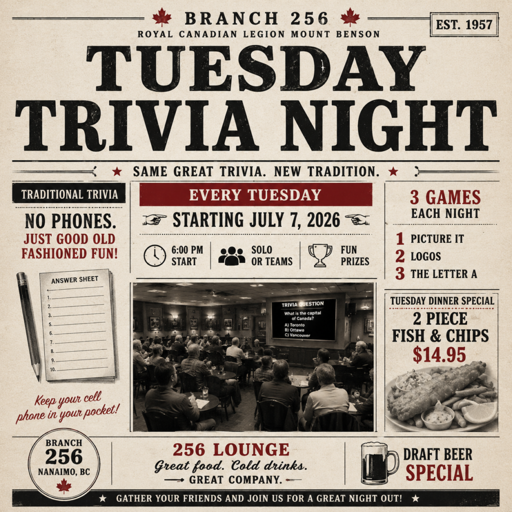 Advert for Trivia Night July 7